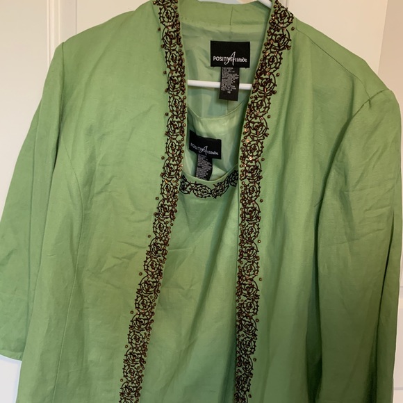 Green Beaded Tank and Jacket Set - Picture 2 of 11